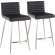 Mason Swivel 26" Counter Stool in Black Leatherette, Walnut & Stainless (Set of 2)